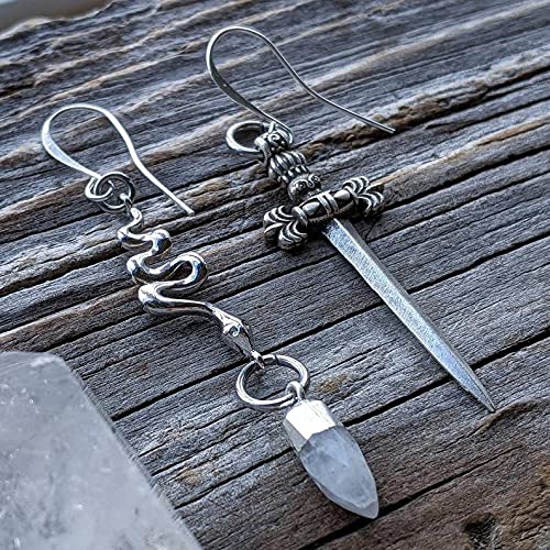 Witchy Earrings-Witchy Charms - Star Pendant - DaggerSnakeDangle Earrings Goth DaggerVampire Goth Alternative Witchy Jewelry - Cross Pendant Charm- Mimir Eco, (Gold Plated) - Assorted