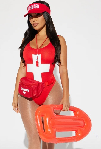 Babe Watching LifeGuard 5 Piece Costume Set - Red | S