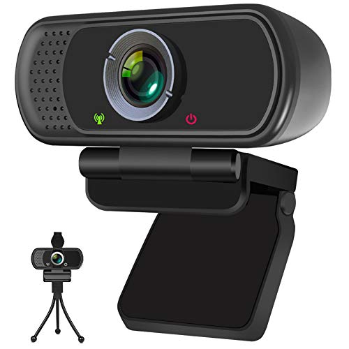 XPCAM Full HD 1080P Webcam with Privacy Shutter and Tripod, Pro Streaming Web Camera with Microphone, Widescreen USB Computer Camera for Laptop Desktop - Black Webcam with Cover and Stand
