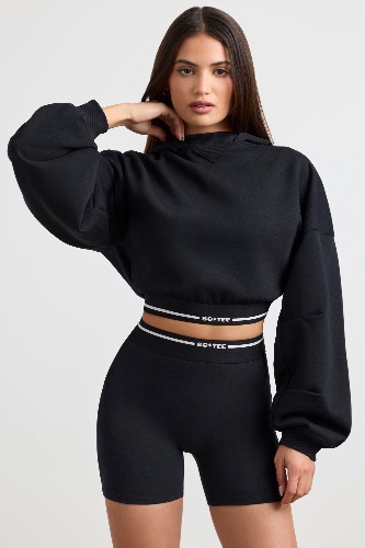 Cropped Hoodie in Black | S/M