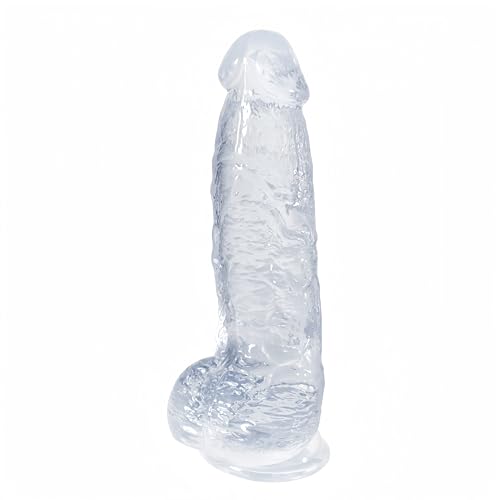 Soft Thick Realistic Dildo,Clear Big Dildo,8.3'' Ultra Soft Lifelike Silicone Huge Dildo with Strong Suction Cup,Men Penis G Spot Stimulator Adult Anal Sex Toys for Women or Beginner Sexual - Clear