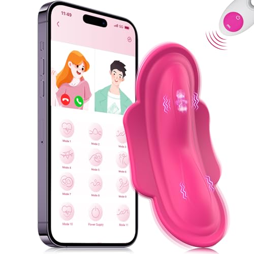 Wearable Panty APP Remote Control Vibrators Adult Sex Toys for Women or Couples, Clitoral Mini Egg Bullet Butterfly Vibrator Rose Toy, G Spot Dildo Vagina Stimulator with Tongue Licking Sex Machine - Pink