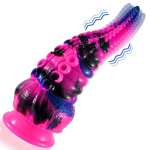 Shkanla Realistic Dildo G Spot Vibrator, 8.7inch Thick Tentacle Penis Vaginal Stimulator with 10 Vibration Modes, Silicone Octopus Monster Anal Plug with Strong Suction Cup, Adult Sex Toys for Women - Vibrating-Colorful