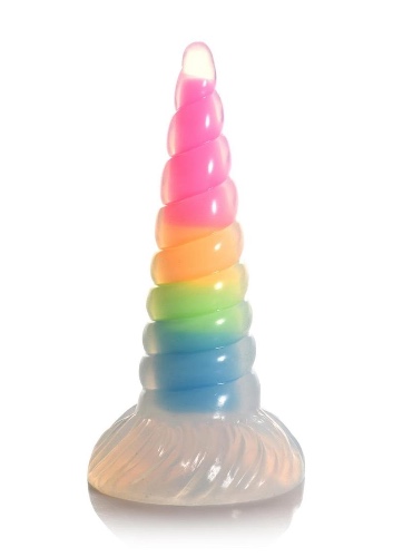 Kaleidoscopic Unicorn Horn Dildo - Glow In The Dark | Glow In The Dark/Multicolor/Rainbow