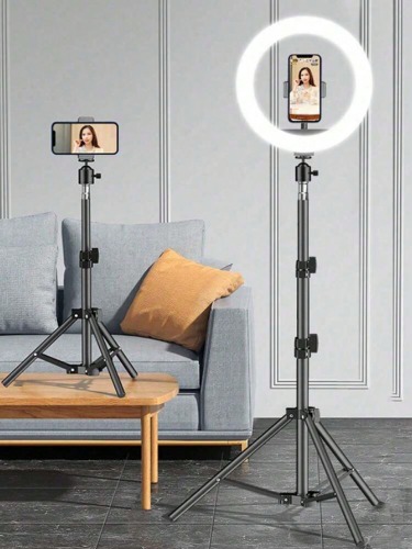 Suporte de chão de 110 cm + anel de luz de 8 polegadas para transmissão ao vivo, selfie e fotografia Luz LED com tripé flexível e suporte para telefone, compatível com iPhone, Android, telefone celular para foto, selfie, gravação de vídeo, reunião com zoom, entrevistas, transmissão ao vivo, vlog, reuniões familiares, filmagem de festa de Natal, para selfie portátil, atividades ao ar livre