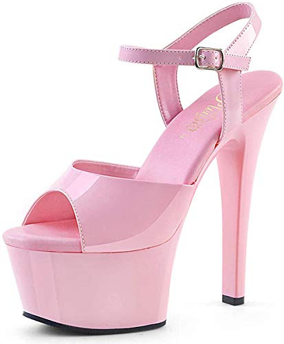 Pleaser Womens Asp609/B/M Platform Sandal - 9 - Baby Pink/Baby Pink