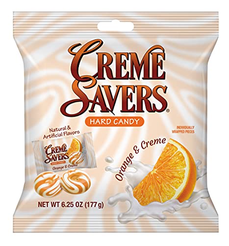 Creme Savers Orange and Creme Hard Candy | The Taste of Fresh Orange Swirled in Rich Cream | The Original Classic Creme Savers Brought To You By Iconic Candy | 6.25oz Bag (12 Count) - Orange and Creme - 6.25 Ounce (Pack of 12)