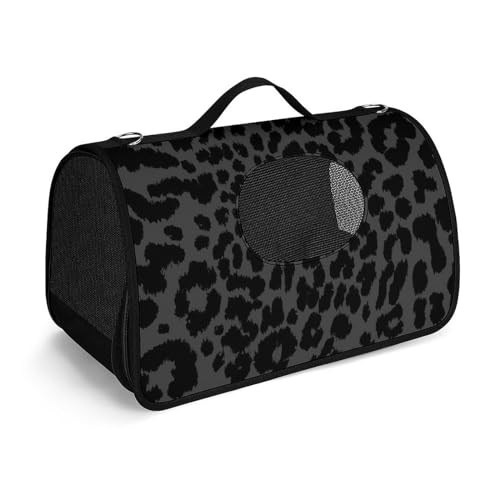 Big Fashion Pet Carrier Travel Bag, Dog Bag, Portable Outdoor Cat Bags, Foldable Handbag for Small Medium Size Pets Dogs Compatible with Dark Gray Black Leopard Cheetah Print - Color182