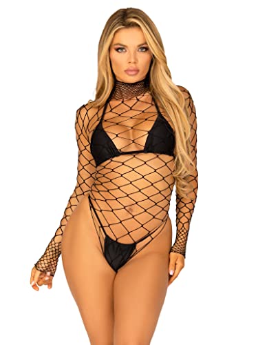Fence Fishnet Bodysuit and Panty - Black