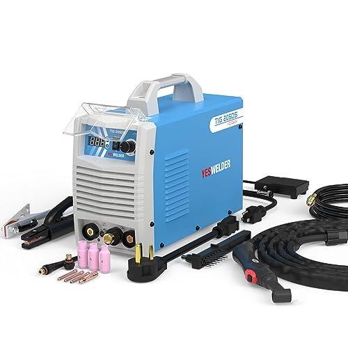 YESWELDER TIG Welder 205Amp HF TIG/STICK/ARC 2 In 1 TIG Welder 110&220V Dual Voltage TIG Welding Machine with Foot Pedal Included Blue Version TIG-205DS