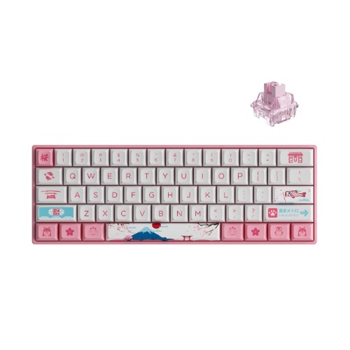 Akko World Tour Tokyo 3061S 60% Pink Wired Mechanical Gaming Keyboard, RGB Backlit, Hot-swappable Wired with OSA Profile PBT Keycaps and NKRO (Jelly Pink Switches)