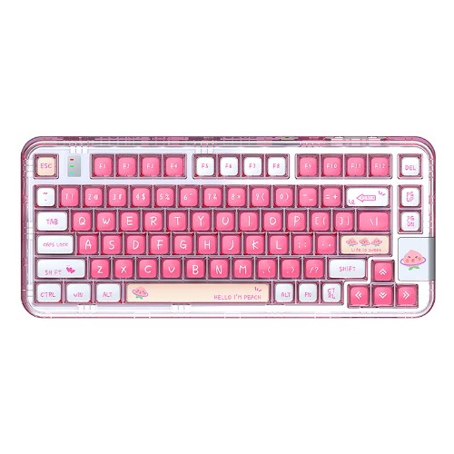 EPOMAKER CoolKiller CK75 75% Transparent Gasket Hot Swap Bluetooth/2.4Ghz Wireless/Type-C Wired Gaming Keyboard with South-Facing RGB, KSA Profile PBT Keycaps, Compatible with Win/Mac/Android - Meow Linear Switch - CK75 Pink