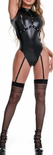 Latex bodysuit and garter belt 🖤