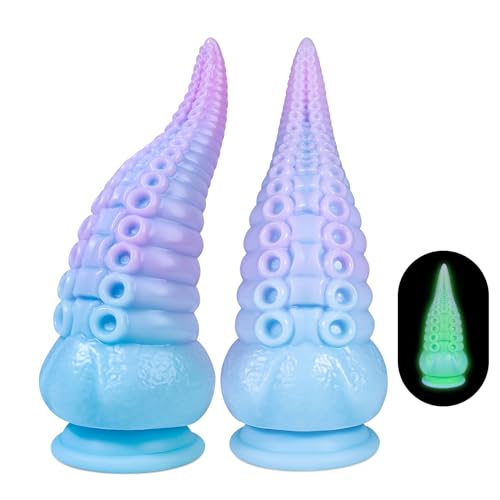 Tentacle Dildo Adult Sex Toys: Luminous Thick Monster Dildo with Suction Cup, 8.7" Big Huge Dildo, Liquid Silicone Dragon Dildo Anal Toys Prostate Massager for G Spot & P Spot - Big:8.7in - Luminous-Purple Blue 8.7in