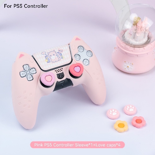 Pink Neko PS5 & Switch Controller Covers - PS5 Pink w/ Caps