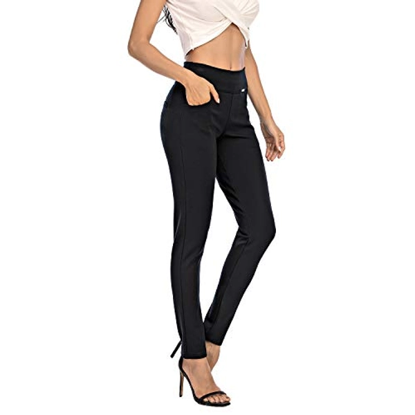 neezeelee Dress Pants for Women Comfort Stretch Slim Fit Leg Skinny High Waist Pull on Pants with Pockets for Work