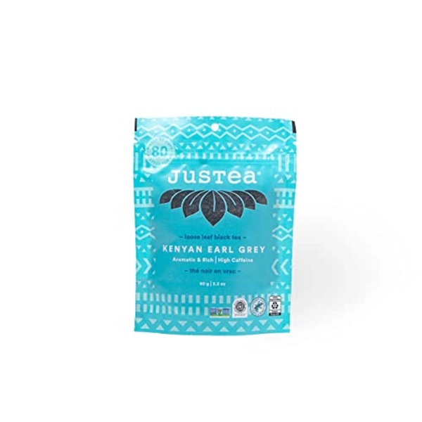 JusTea KENYAN EARL GREY | Loose Leaf Black Tea | Recyclable Refill Pouch | 40+ Cups (3.2oz) | High Caffeine | Award-Winning | Fair Trade | Non-GMO