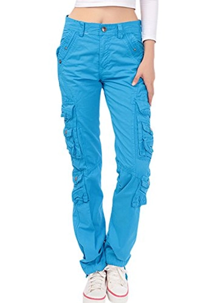 chouyatou Women's Casual Camouflage Multi Pockets Cargo Pants