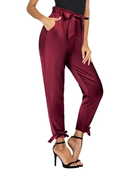 GRACE KARIN Womens Casual High Waist Pencil Pants with Bow-Knot Pockets for Work