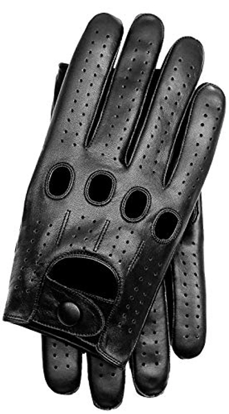 Riparo Genuine Leather Full-Finger Driving Gloves - X-Small - Black