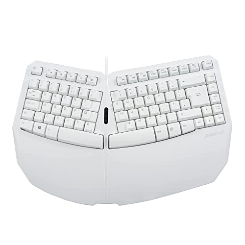 perixx PERIBOARD-413W UK, Wired Ergonomic Compact Split USB Keyboard - 15.75x10.83x2.17 inches TKL Design - White - UK English - Wired - White