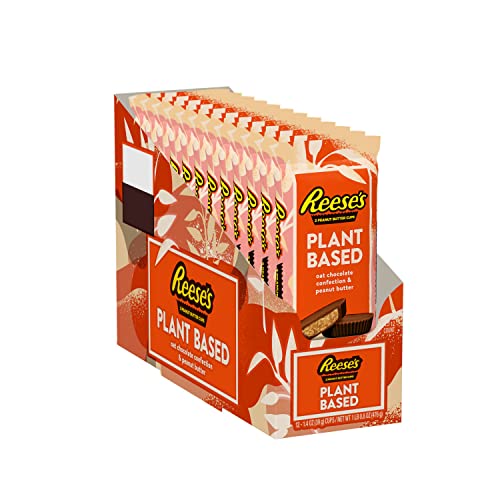 REESE'S Plant Based Oat Chocolate Confection Peanut Butter Cups, Candy Packs, 1.4 oz (12 Count)