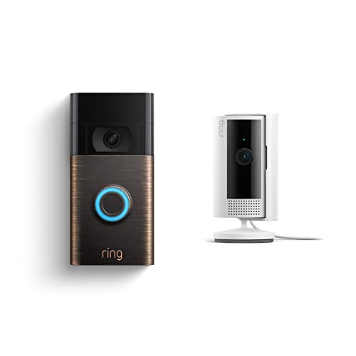 Ring Video Doorbell, Venetian Bronze with All-new Ring Indoor Cam, White - Venetian Bronze - with Ring Indoor Cam (2nd Gen)