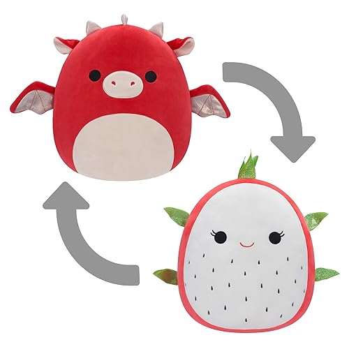 Squishmallows FlipAMallows Original 12-Inch Flippable Dragonfruit and Red Dragon