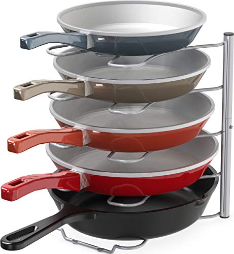 Deco Brothers Pan Organizer Rack for Kitchen Cabinet and Counter, Silver - Silver