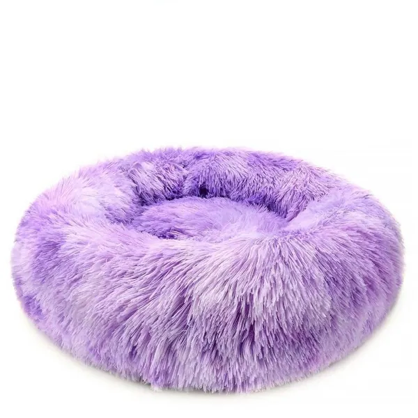 Round Rainbow Extra Plush Calming Donut Cat Bed by Estilo Living - Rainbow Purple / X-Large: 70cm / 27.56" (Diameter)