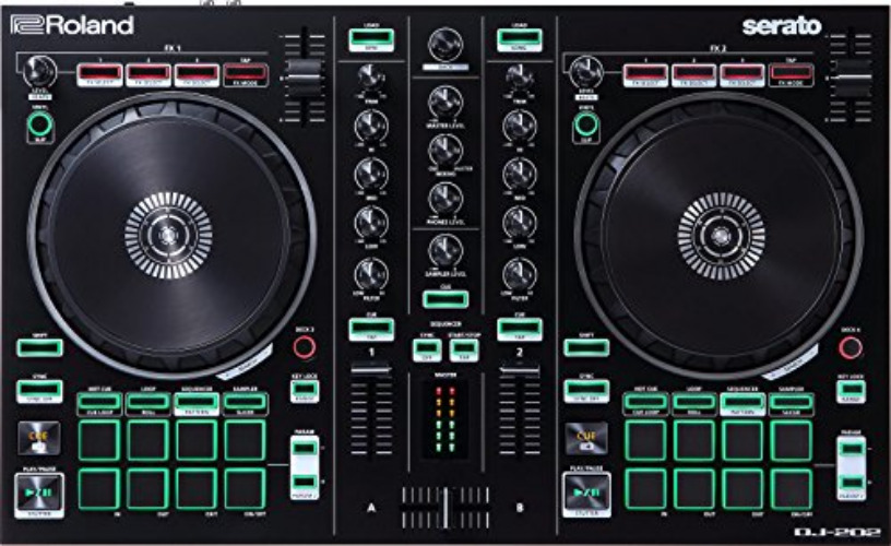 Roland DJ-202 2-Channel Serato DJ Controller with Drum Machine - Two-Channel, Four-Deck with Serato DJ Pro - Controller