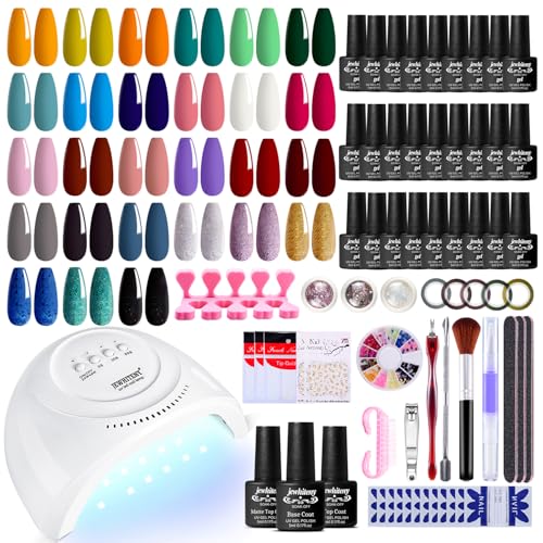 27 Colors Gel Nail Polish Kit with U V Light, 120W UV LED Nail Dryer Lamp Curing Gel Nail Polish Set Popular Gel Nail Polish Set DIY at Home, Nail Manicure Tools - G27+3 Nail Kit