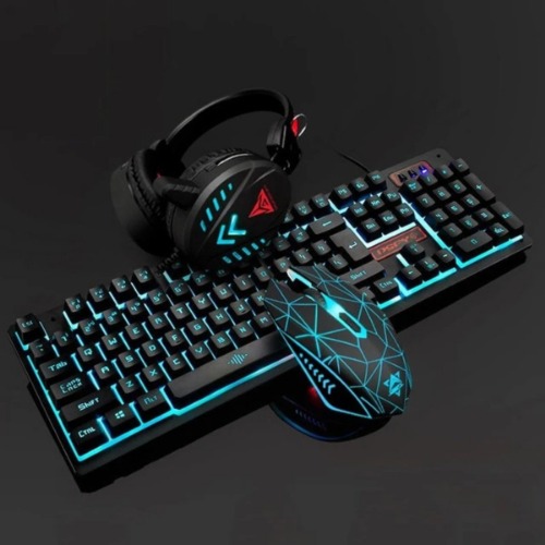 Dragon VX7 Waterproof Gaming Keyboard Set with Gaming Headset and Gaming Mouse - Blue
