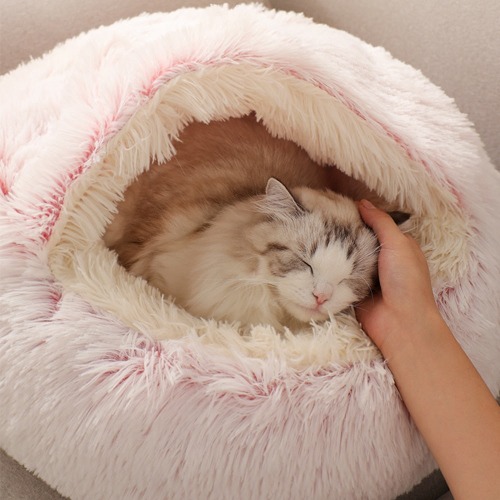 Cat & Dog Round Sleeping Bag Cave - M / Pink