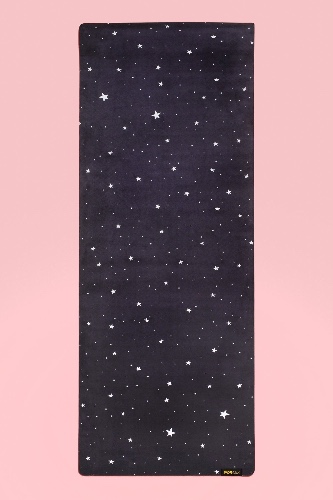 Black Starry Vegan Suede Yoga Mat by POPFLEX