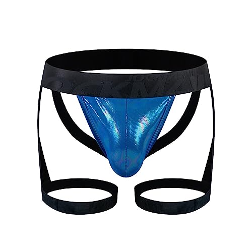 JOCKMAIL Jockstrap Athletic Supporters Leggings for Men Jock Strap Male Underwear - X-Large - Blue