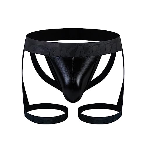 JOCKMAIL Jockstrap Athletic Supporters Leggings for Men Jock Strap Male Underwear - X-Large - Black