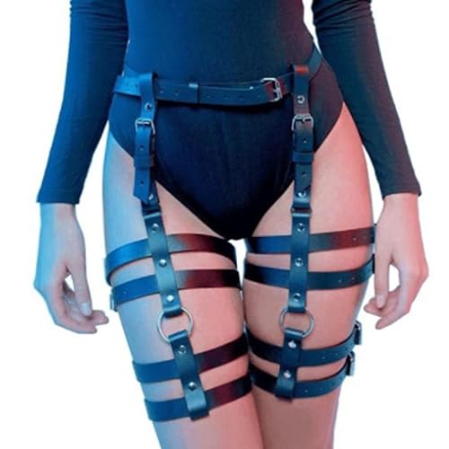 CLOACE Punk Leather Waist Chain Black Body Chains Belly Chain Layered Thigh Leg Garter Belts Sexy Rave Body Jewelry Accessories for Women