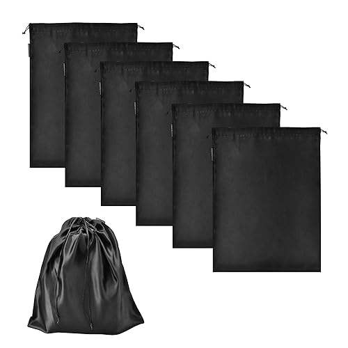6 Pack Toy Storage Bag Adult Silk Drawstring Storage Bags Toys Organizer Multi Purpose Bags for Woman Man Couples, Game Toy, Travel, Camping, Cosmetic - Black