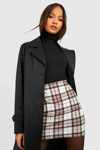 Check Print High Waisted Mini Skirt