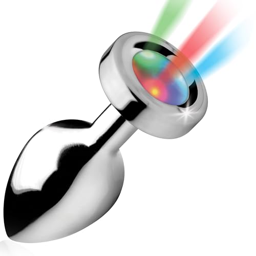 Light Up Anal Plug - Medium Grey - Aluminum - Medium