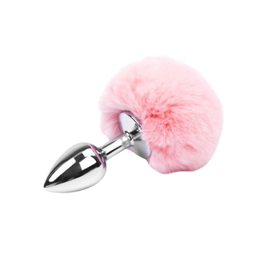 Love In Leather Bunny Tail Butt Plug Small - Light Pink | Default Title