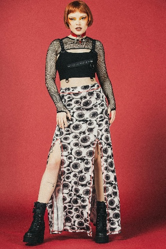 Four Flies Maxi Skirt | S / Black / 95%VISCOSE 5%Elastane