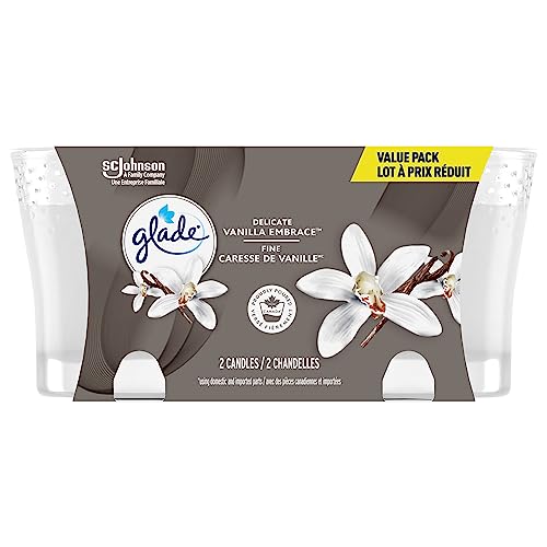 Glade Scented Candle, Clean Linen, 1-Wick Candle, Air Freshener Infused with Essential Oils for Home Fragrance, 1 Count - Vanilla Embrace (2 Count)
