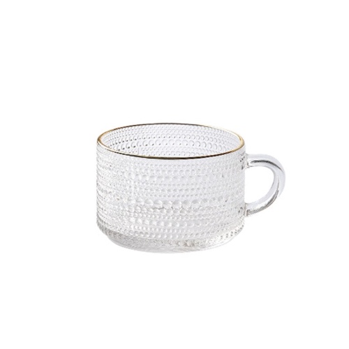 Embossed Glass Coffee Cup - Dewdrop Golden edge / 301-400ml