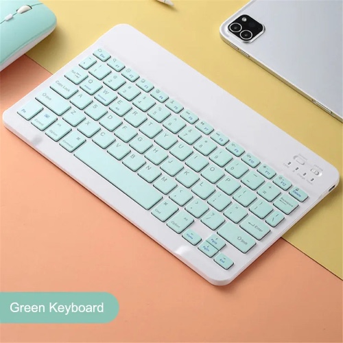 Colourful Pastel Cute Gaming Bluetooth Keyboard and Mouse For Laptop, iPad, PC - Green keyboard only / 10inch