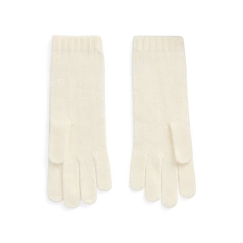 ralph lauren white cable-knit gloves