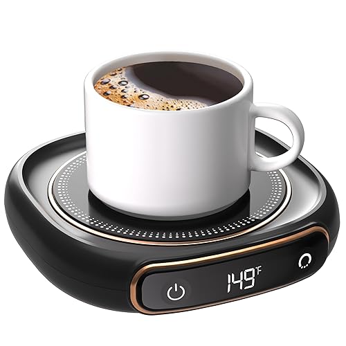 Coffee Mug Warmer, Cup Warmer for Desk with Auto Shut Off, 3 Temp Settings, Mug Warmer for Coffee, Beverage, Milk, Tea, Coffee Warmer Plate in Your Home & Office, Gift (No Cup) - Dark Black