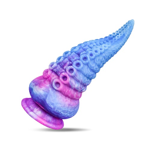 Analplug mit Saugnäpfen Realistischer Dildo Origineller Analdildo, kleiner farbiger cremiger Tentakel Dildo Super Großes Buttplug anus SIlikon Sexspielzeug für Damen und Herren (Rot & Blau) - M Dazzle