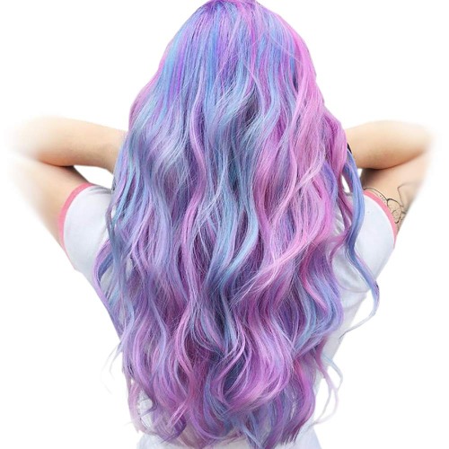 STfantasy Lila Ombre Rosa Frauen Perücken Lange Gerade Schicht Kunsthaar für Mädchen Damen Weibliche Cosplay Anime Kostüm Party Karneval (#G436)
